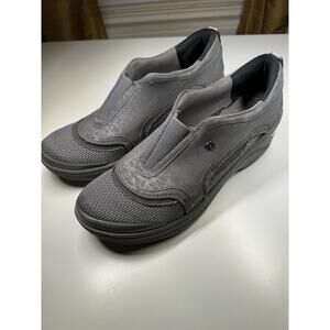 BZEES Derive Wedge Slip On Sneakers Gray Cloud Mesh Top Cloud Technology Sz 7.5